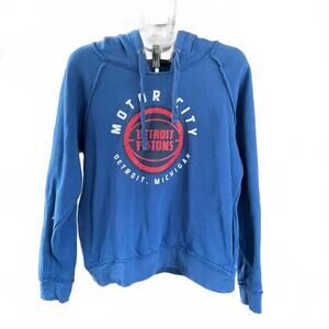 Detroit Pistons Motor City Blue Hoodie Sweatshirt Size Large